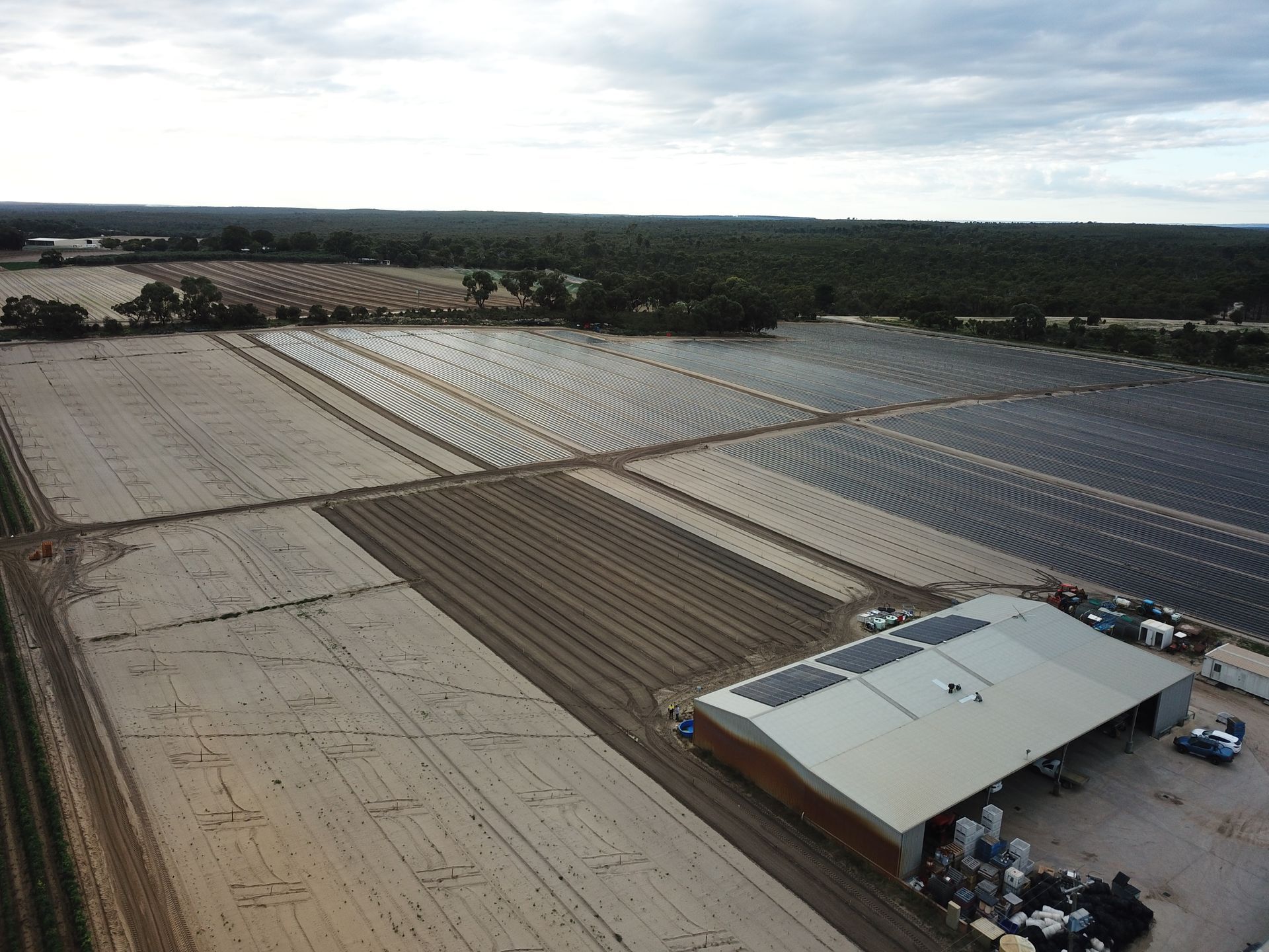Aerial view of a solar installation